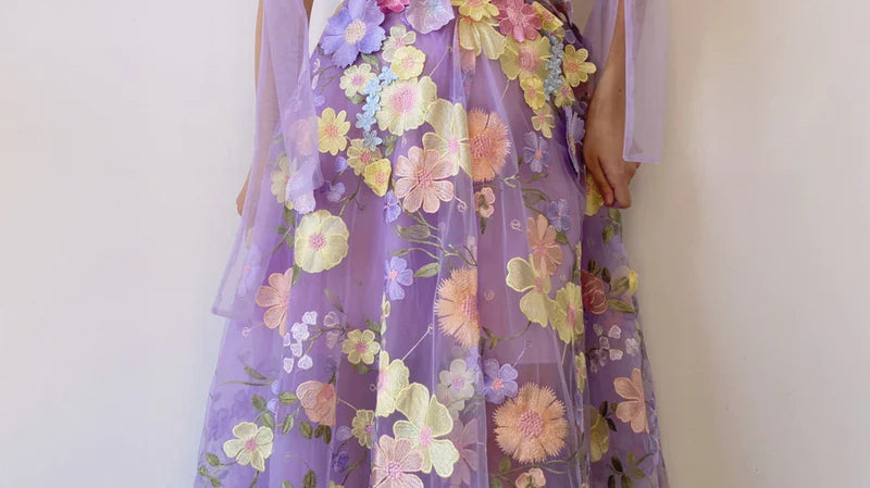 Fairycore Floral Embroidery Corset Dress | VintageMist