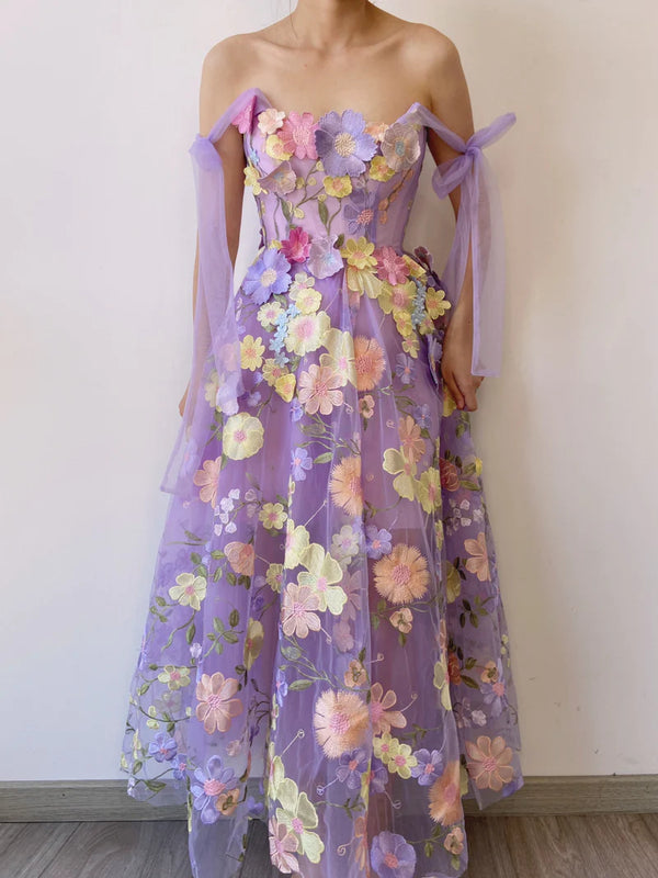 Fairycore Floral Embroidery Corset Dress | VintageMist