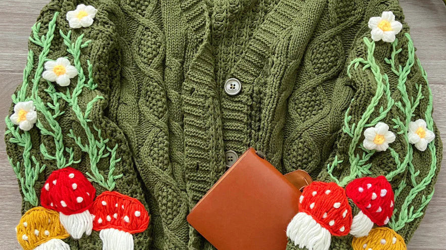 2025 Cottagecore Style Must-Have: Handmade Mushroom Cardigan