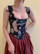Cosmic Planet Retro Corset - Black | VintageMist