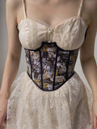 Cat Printed Corset Top - Black | VintageMist