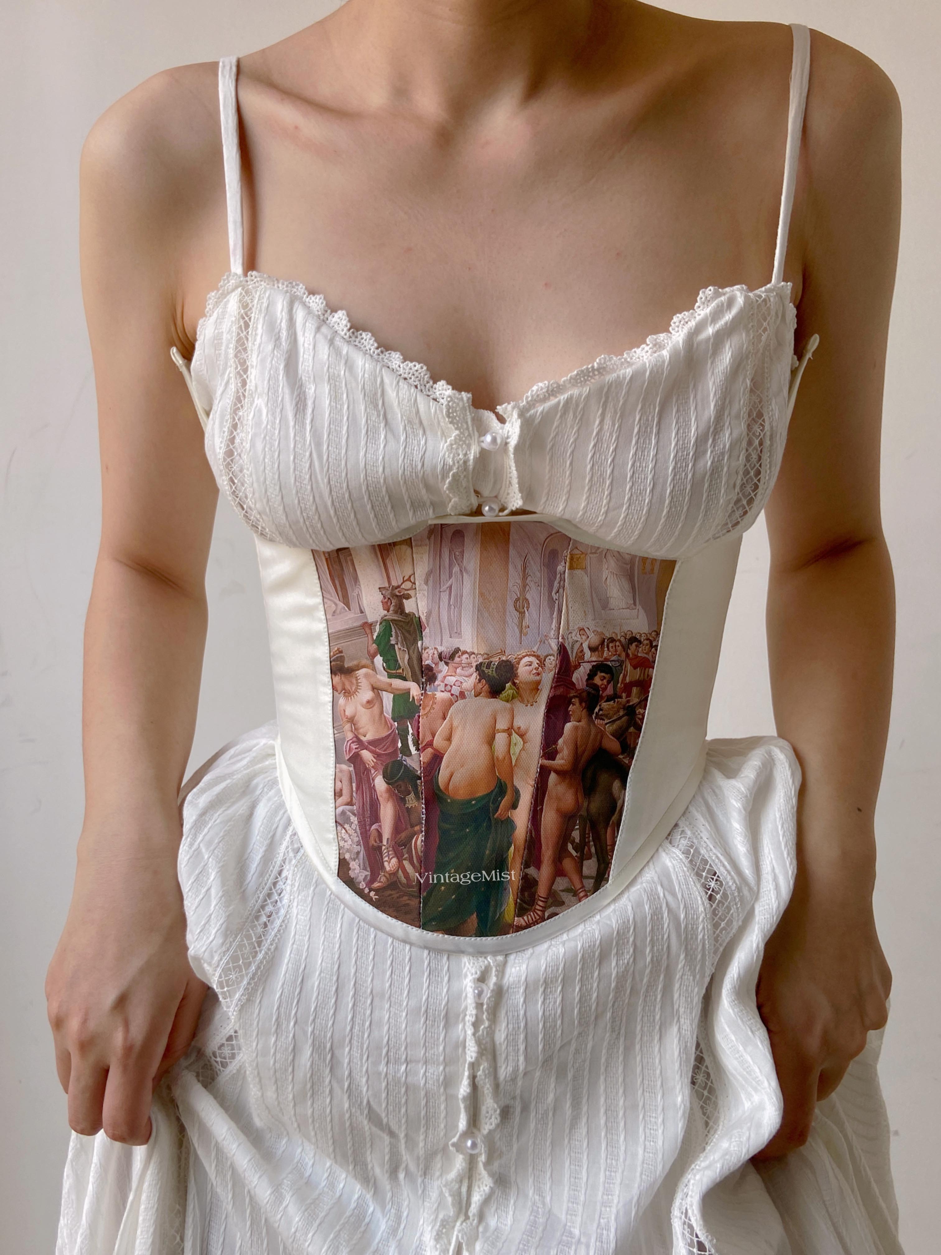 Renaissance Oil Painting Corset - White | VintageMist