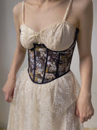 Cat Printed Corset Top - Black | VintageMist