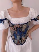 Bear Print Corset Top - Blue | VintageMist