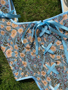 Botanical Floral Print Corset Top - Blue | VintageMist
