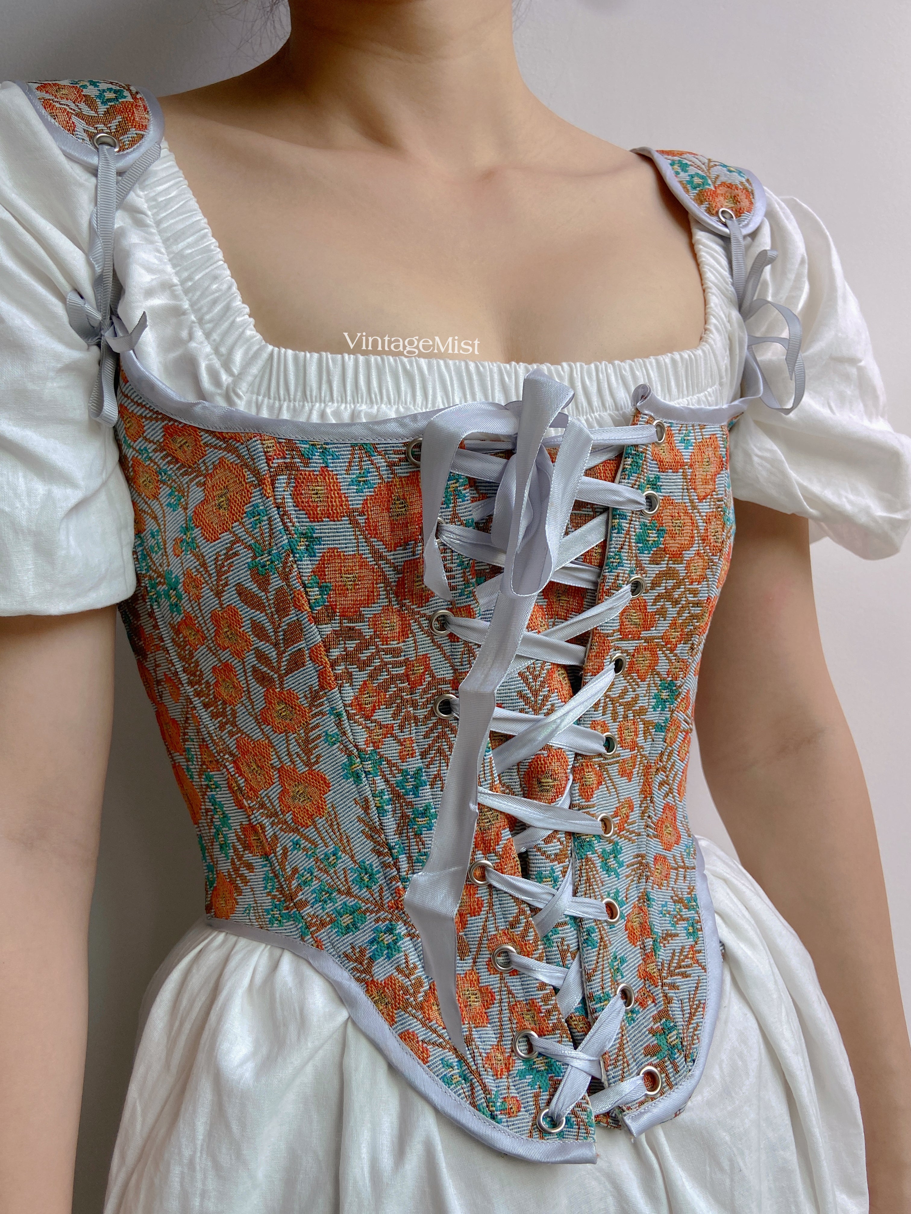 Botanical_Floral_Tapestry_Corset_Top_Brown_VintageMist
