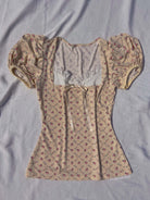 Coquette Bowknot Lace Floral Top - Beige  VintageMist