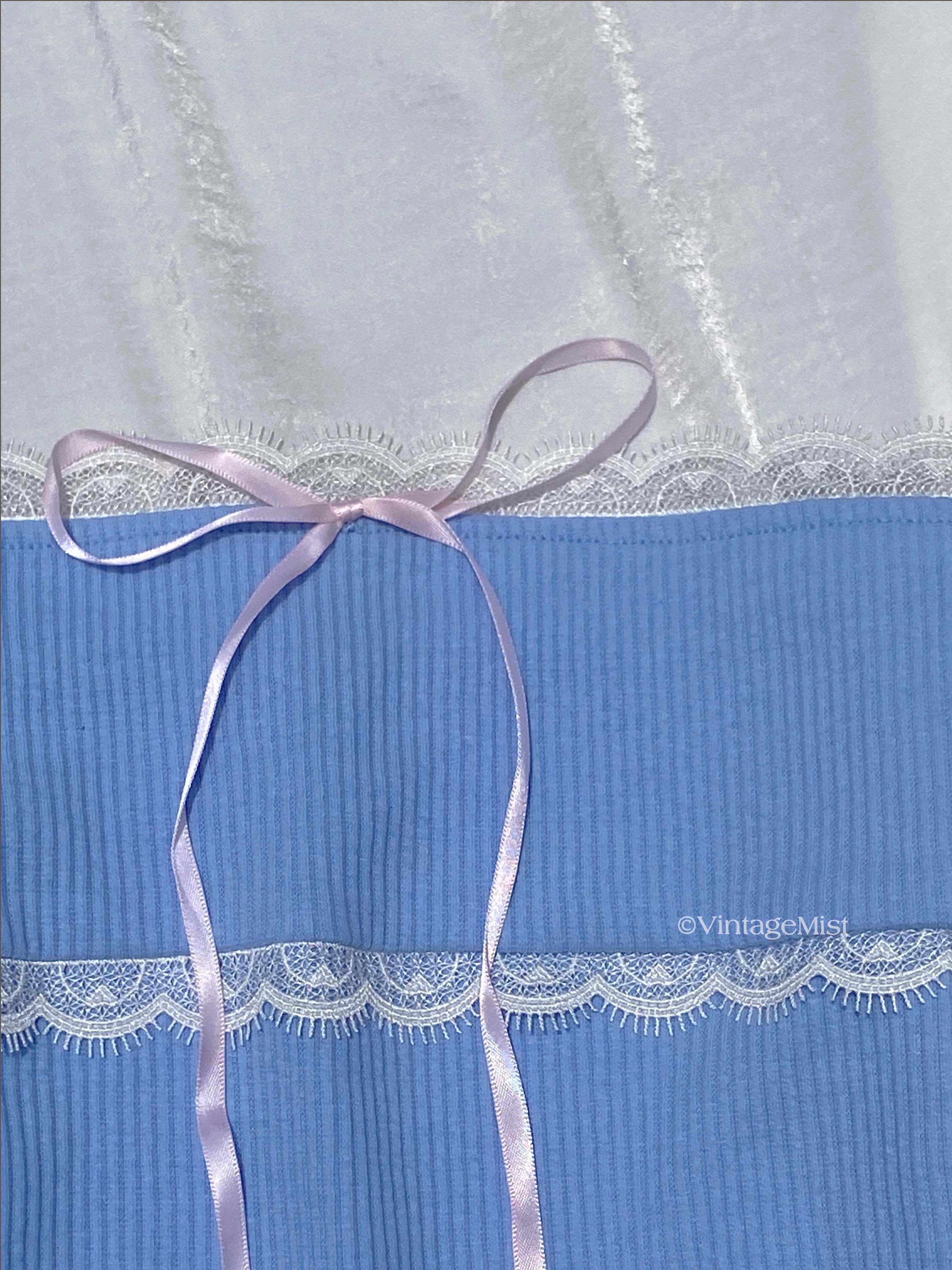 Coquette Dollette Lace Tube Top Blue: Cute Summer Outfit | VintageMist