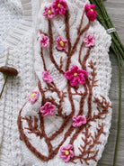 Cottagecore Cherry Blossoms Floral Embroidery Cardigan - White | VintageMist