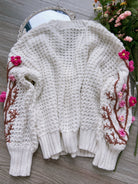 Cottagecore Cherry Blossoms Floral Embroidery Cardigan - White | VintageMist