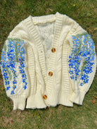 Cottagecore Floral Embroidery Cardigan - Ivory | VintageMist