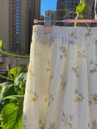 Floral Pleated Elastic Waist Skirt - Cream | VintageMist