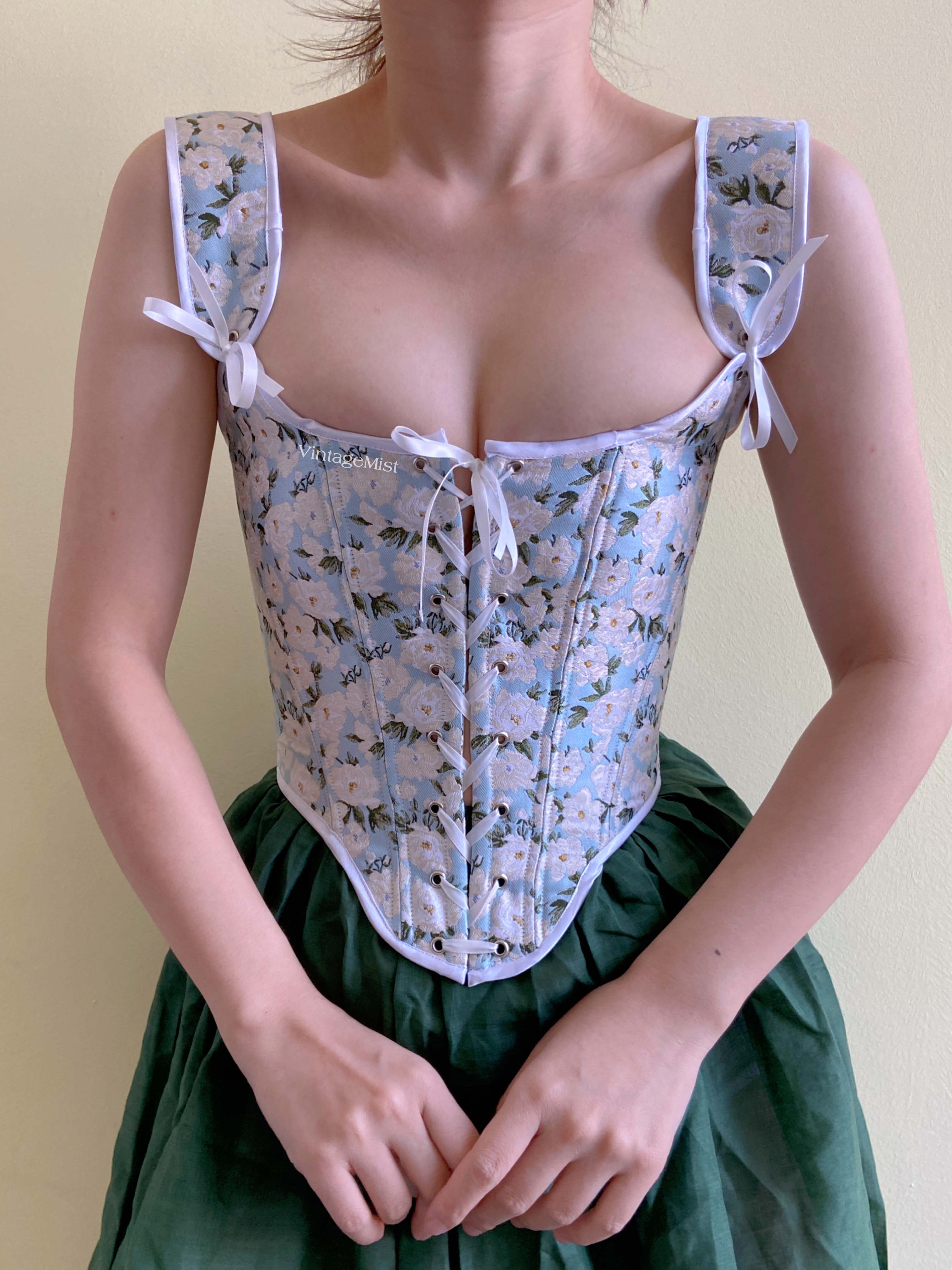 Floral Corset Bodice Stays - Light Blue | VintageMist
