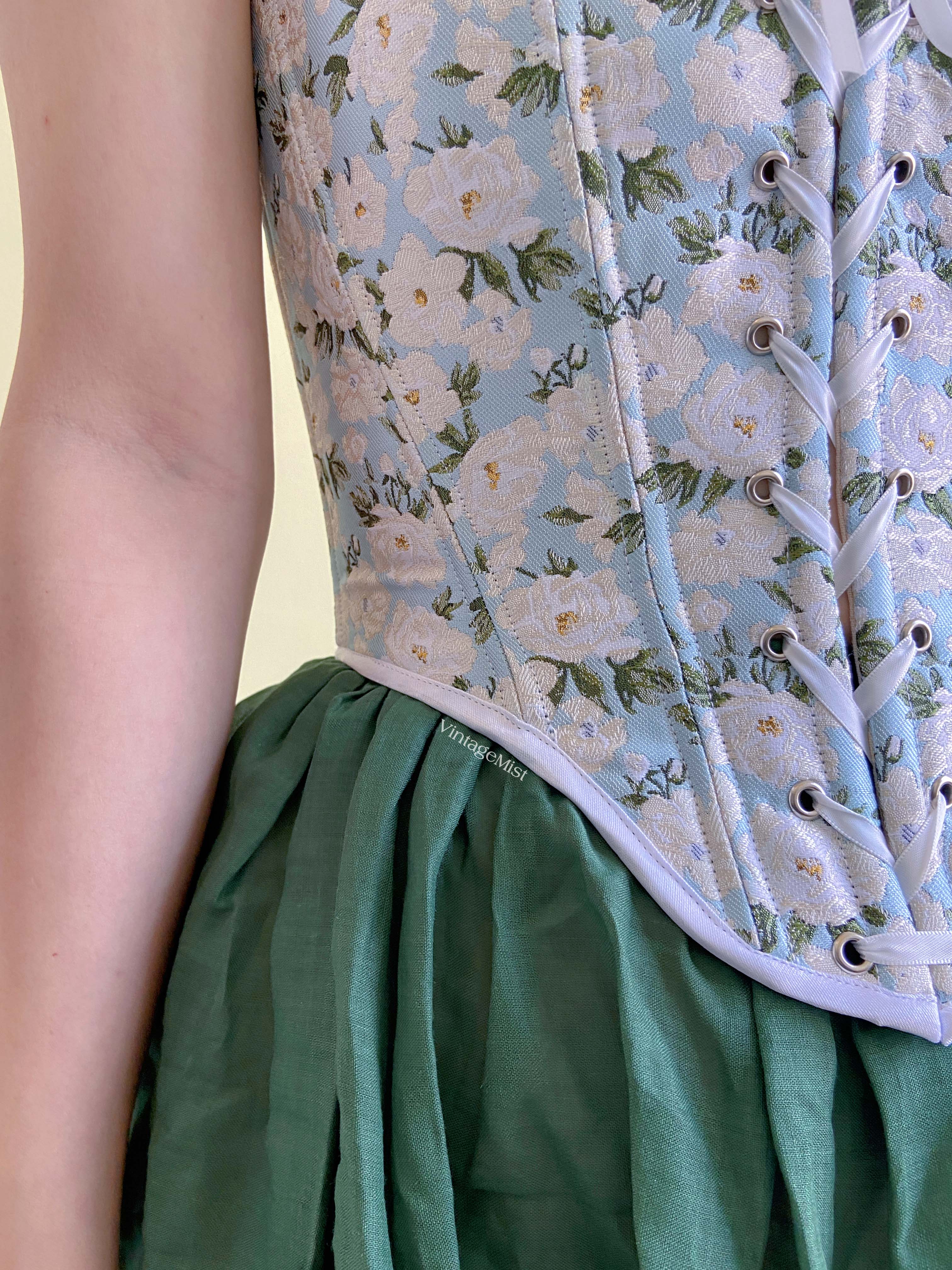Floral Corset Bodice Stays - Light Blue | VintageMist