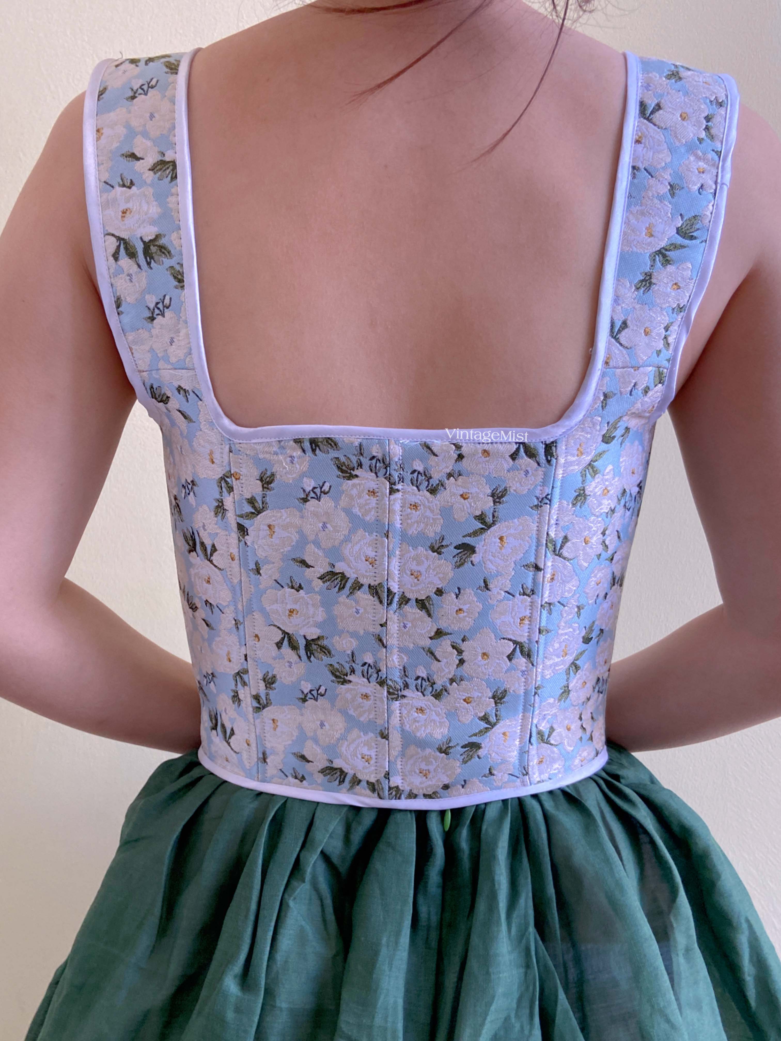 Floral Corset Bodice Stays - Light Blue | VintageMist