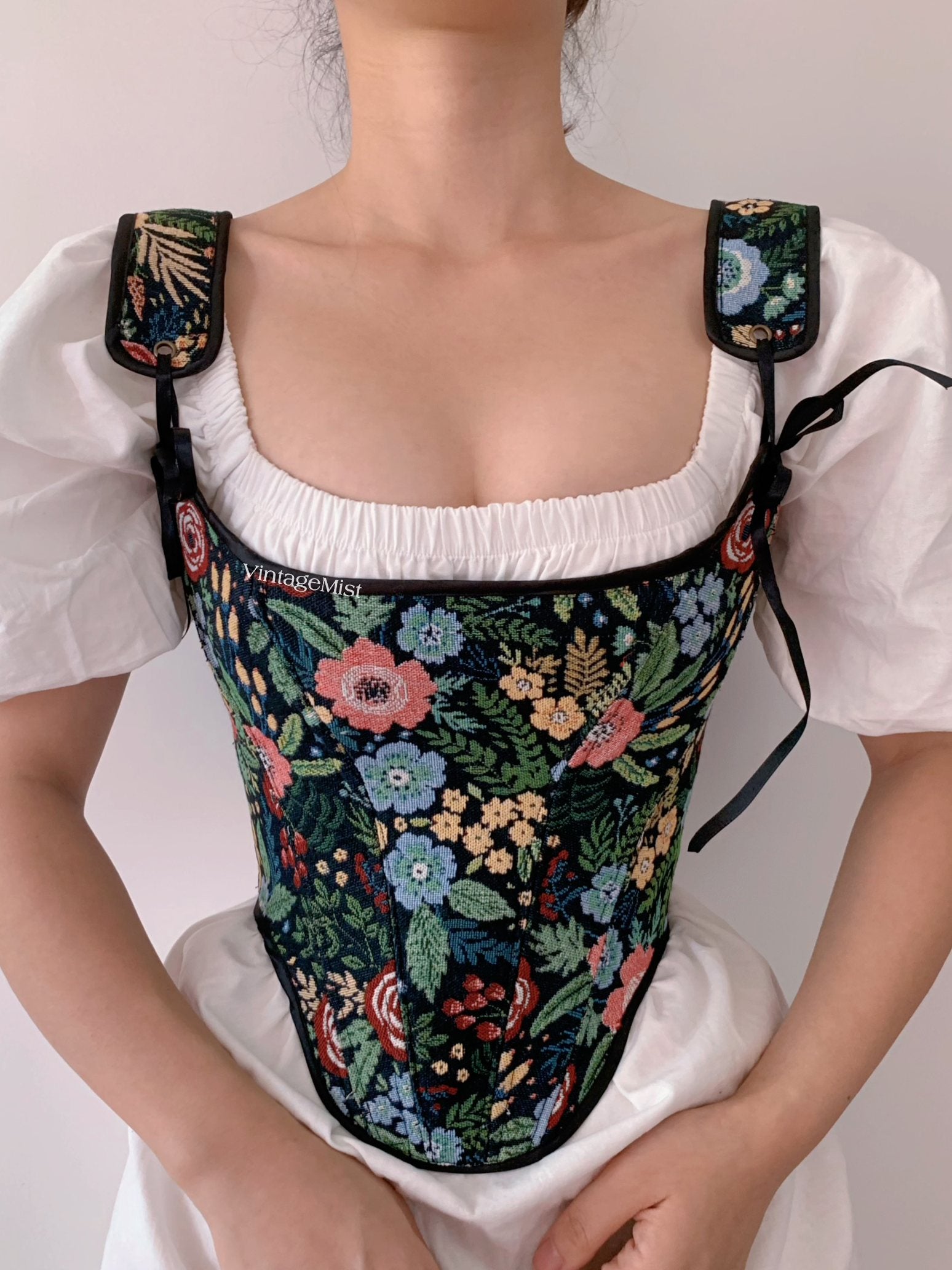 Floral_Botanical_Corset_Top_Black_VintageMist