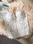 Floral Embroidered Corset Top - White | VintageMist