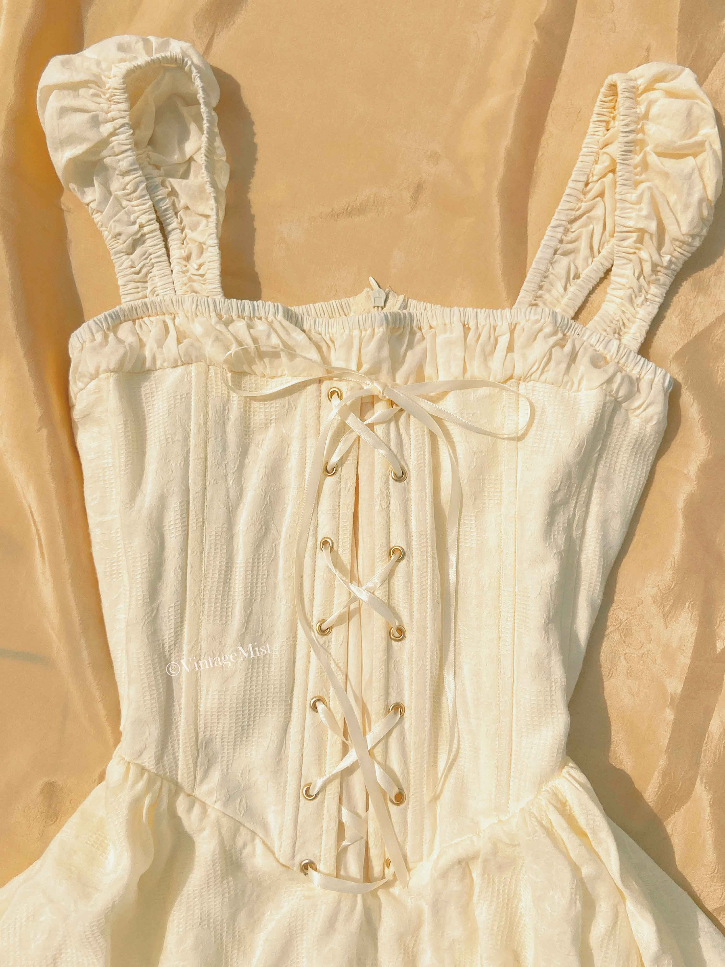 Front Lace-up Lace Trimmed Cotton Corset Mini Dress 3 | VintageMist