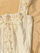 Front Lace-up Lace Trimmed Cotton Corset Mini Dress 4 | VintageMist