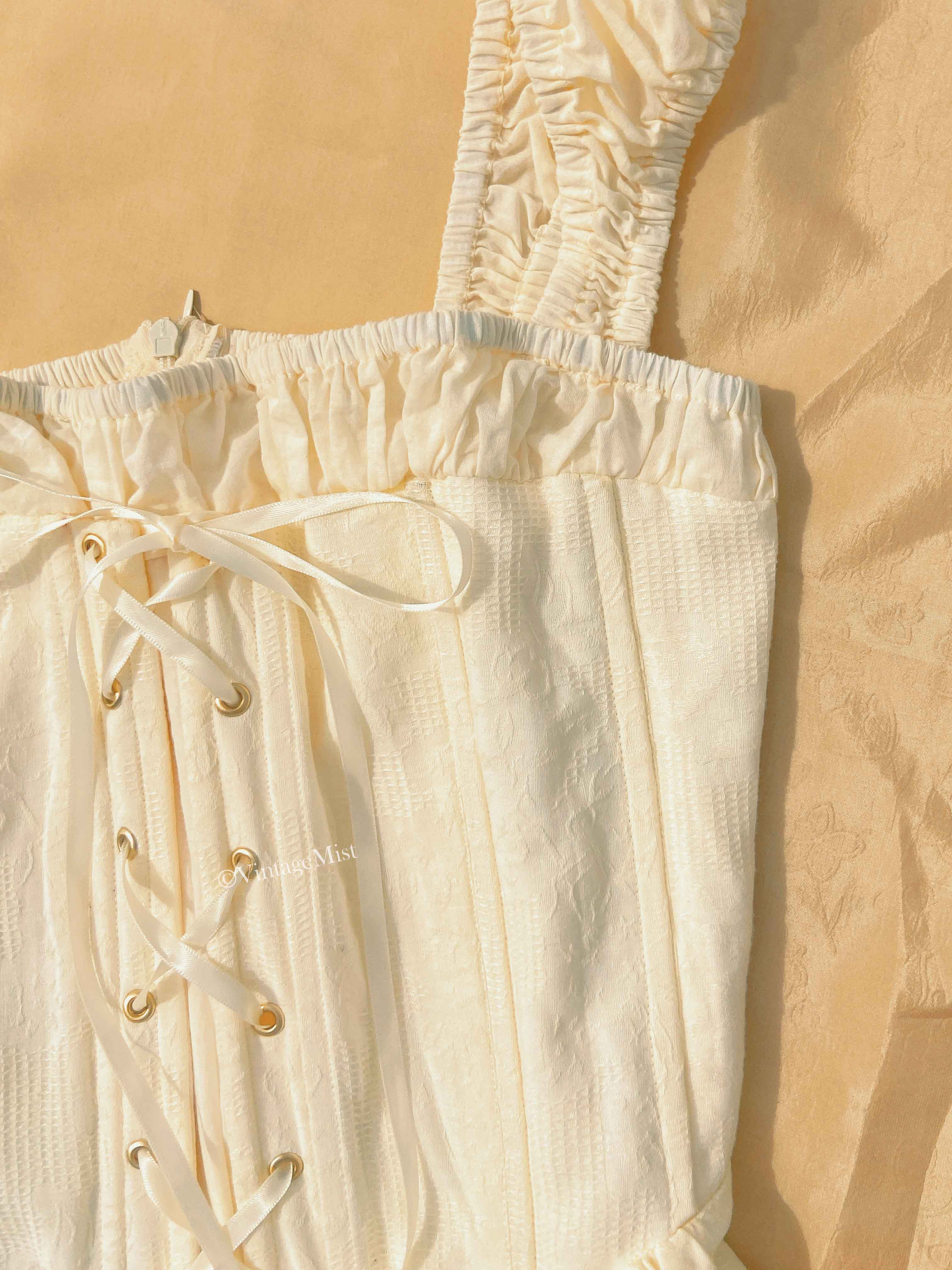 Front Lace-up Lace Trimmed Cotton Corset Mini Dress 4 | VintageMist