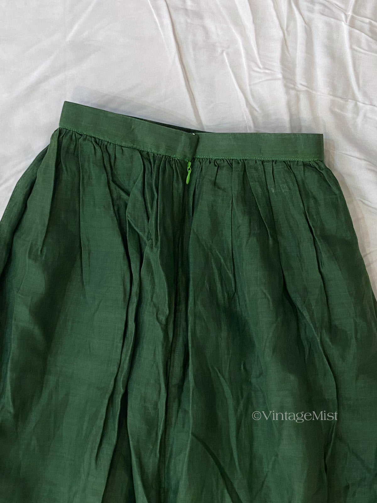 Green Linen Midi Skirt With Pockets VintageMist