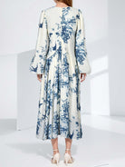 Ink Floral Print Dress - Ivory | VintageMist