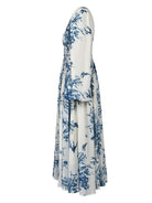 Ink Floral Print Dress - Ivory | VintageMist