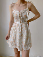 Jacquard Floral Mini Cami Dress - White | VintageMist