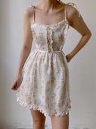 Jacquard Floral Mini Cami Dress - White | VintageMist