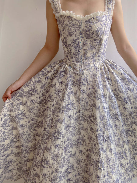 Lace Cottagecore Milkmaid Strap Corset Dress