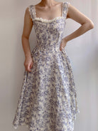 Lace Cottagecore Bustier Milkmaid Strap Corset Dress - Blue | VintageMist