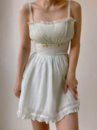 Lace Ruched Cami Mini Skirt Dress - White | VintageMist