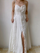 Lace Trim Beaded Cami Dress - White | VintageMist
