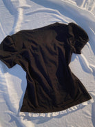Milkmaid Color Block Pearl Puff Sleeve T-Shirt - Black | VintageMist