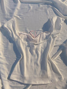 Ribbed Coquette Bow T-Shirt - White(4) | VintageMist