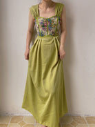Vintage Floral Corset Dress  - Green | VintageMist