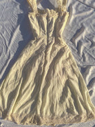Vintage Lace Trim Strap Dress with Back Zip Front Lace-up - Cream | VintageMist