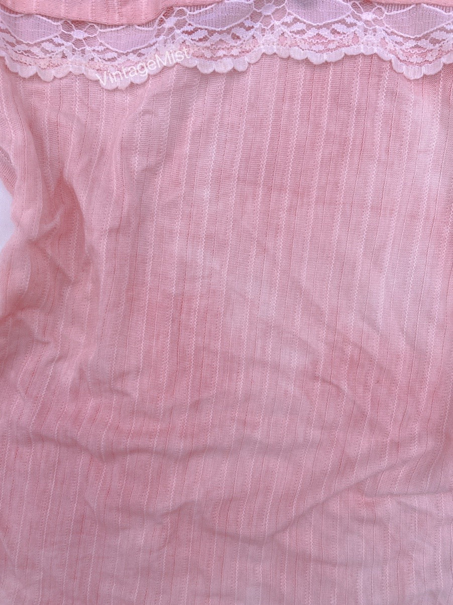 Tie Dye Lace Block Jersey Knit  Tank Top - Pink | VintageMist