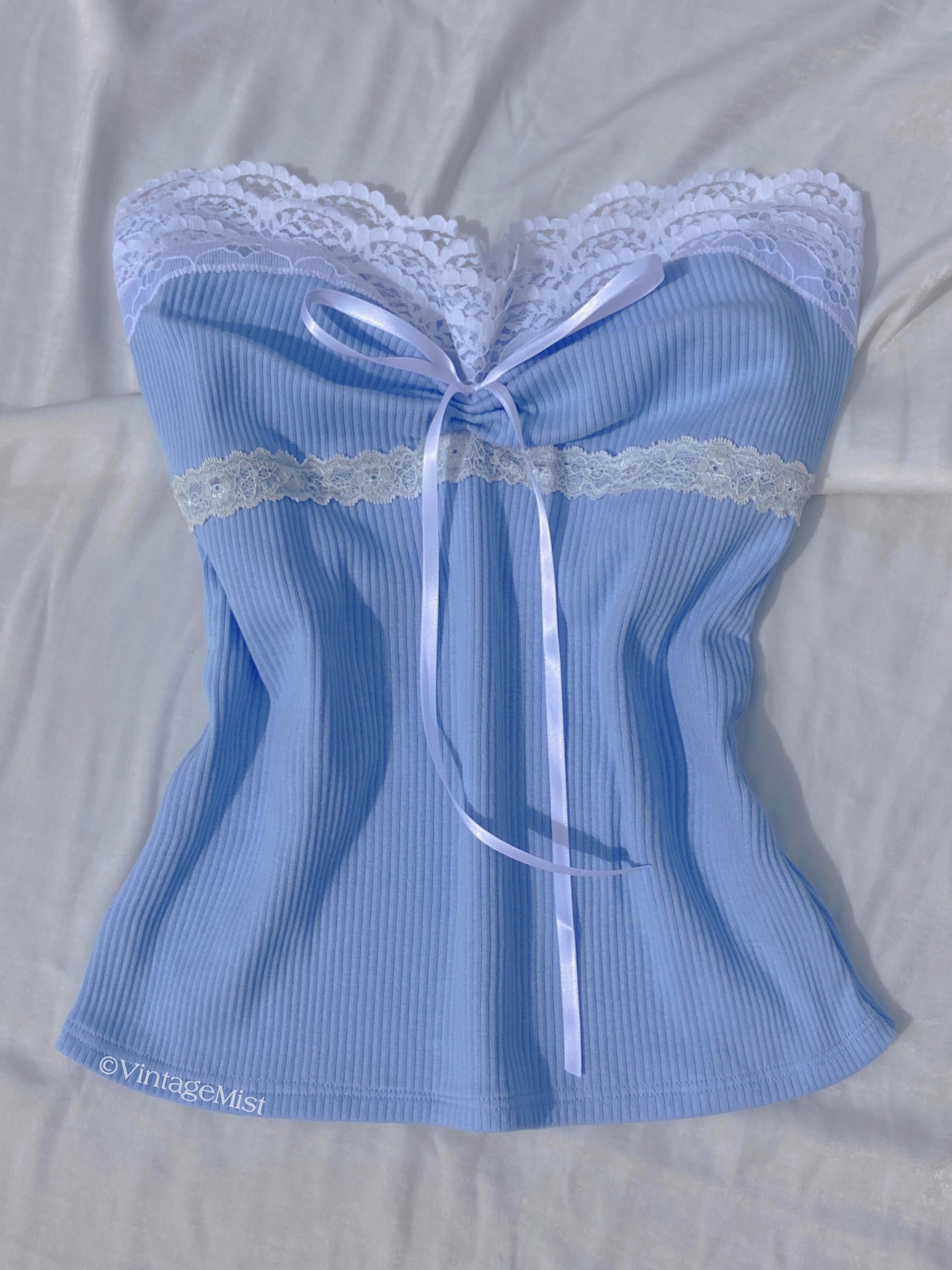 Women's Coquette Lace Ribbed Tube Top: Summer Outfits | VintageMist
