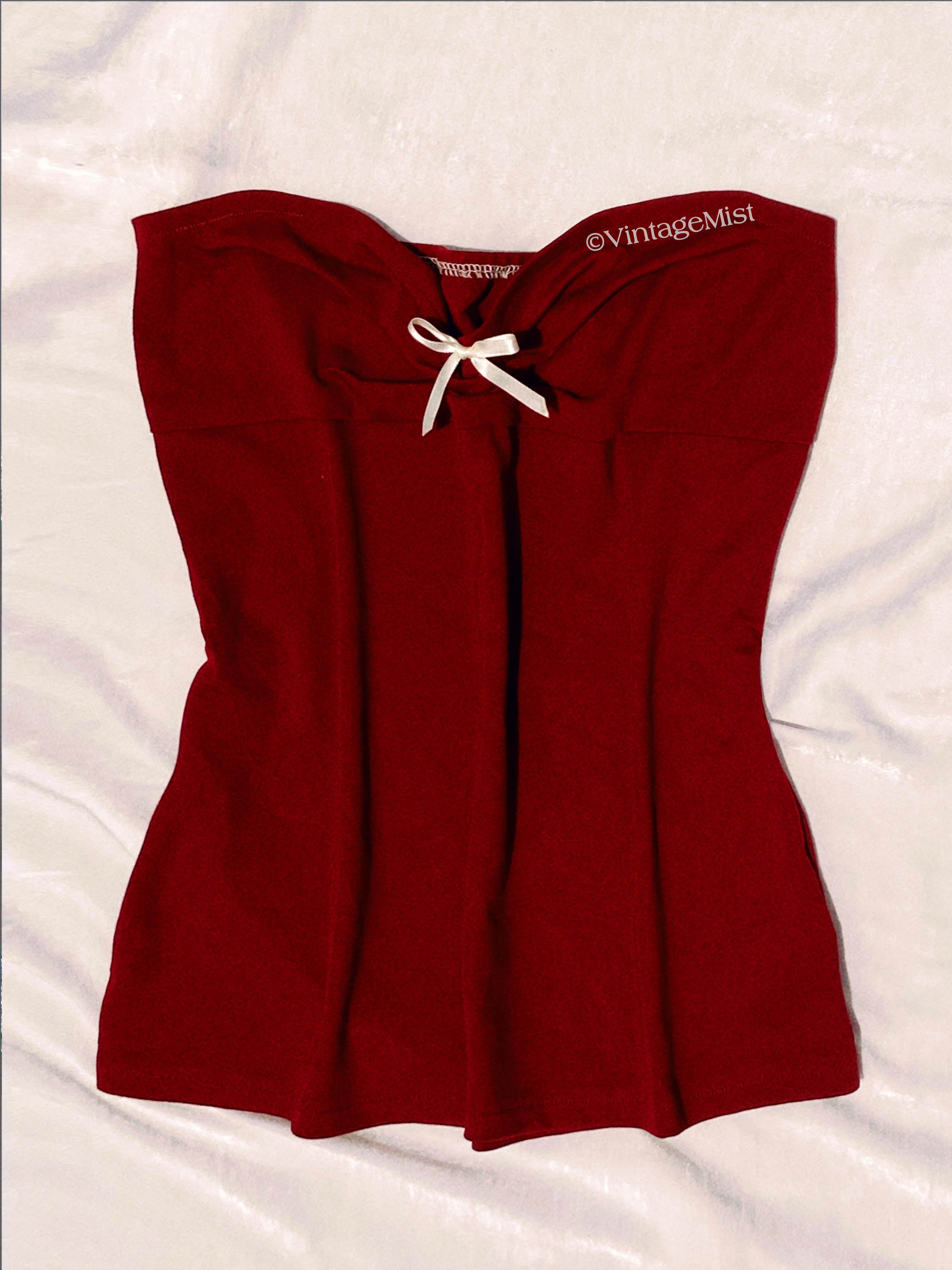 Women's Tube Top Coquette Aesthetics in Red | VintageMist