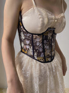 Cat Printed Corset Top - Black | VintageMist