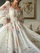 Blooming Floral Spring Fairy Dress - Ivory | VintageMist