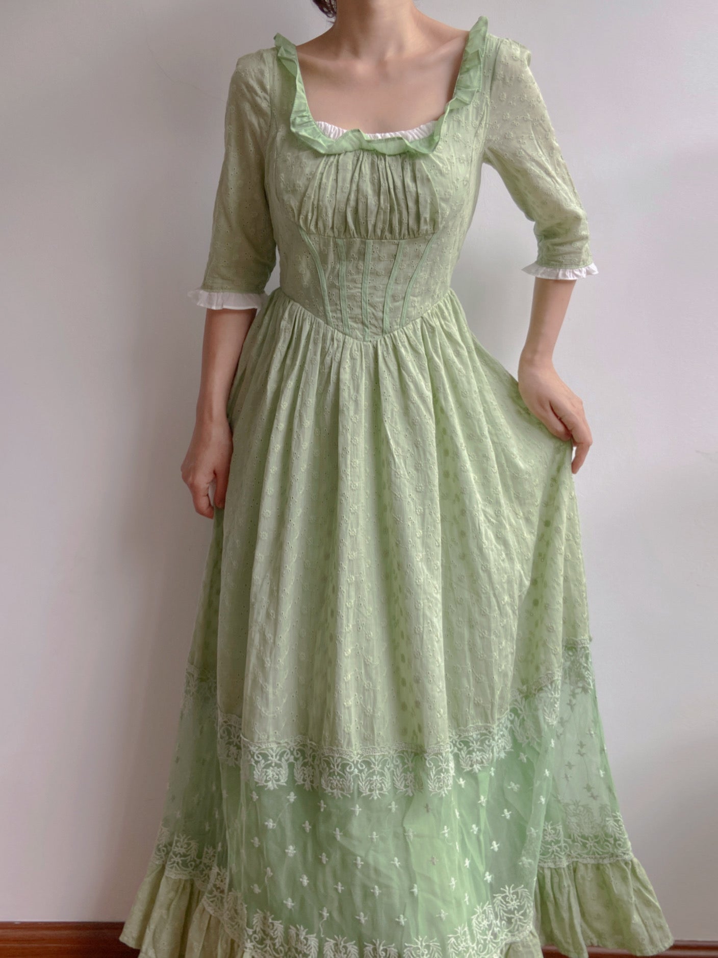 Cottage-core Corset Vibes Dress - Green | VintageMist