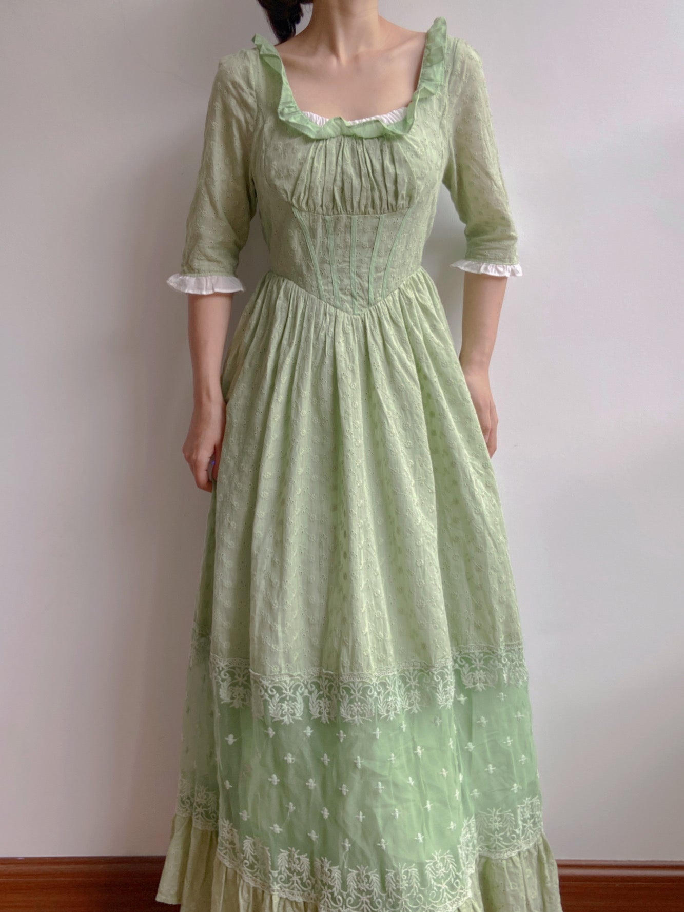 Cottage-core Corset Vibes Dress - Green | VintageMist