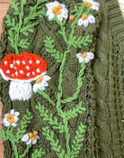 Cottagecore Mushroom Daisy Cardigan - Green | VintageMist_1