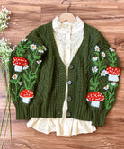 Cottagecore Mushroom Daisy Cardigan | Vintagemist.com