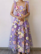 Fairycore Floral Embroidery Corset Dress - Purple | VintageMist
