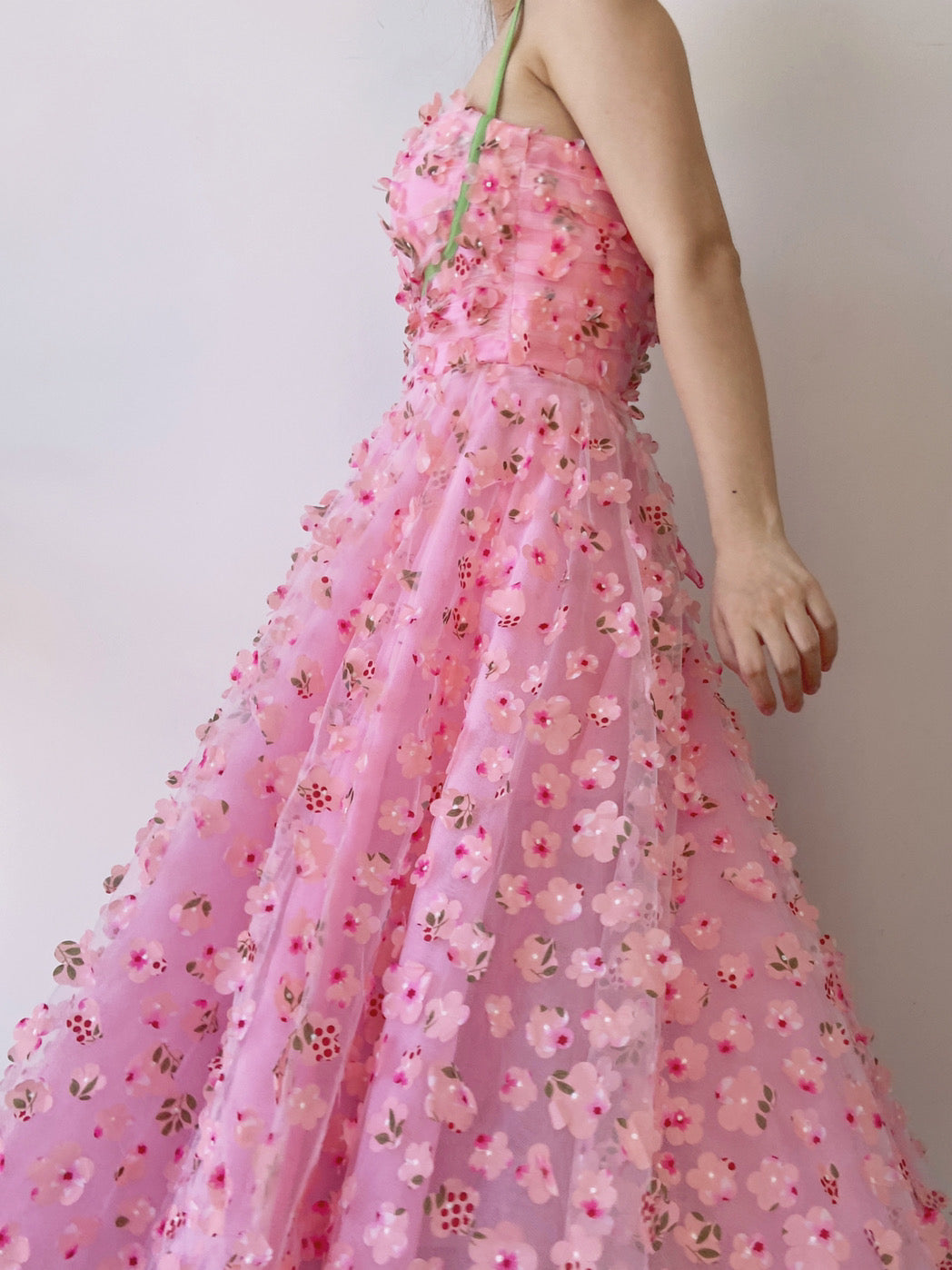 Fairycore Floral Embroidery Pink Dress - Pink | VintageMist