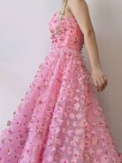 Fairycore Floral Embroidery Pink Dress - Pink | VintageMist