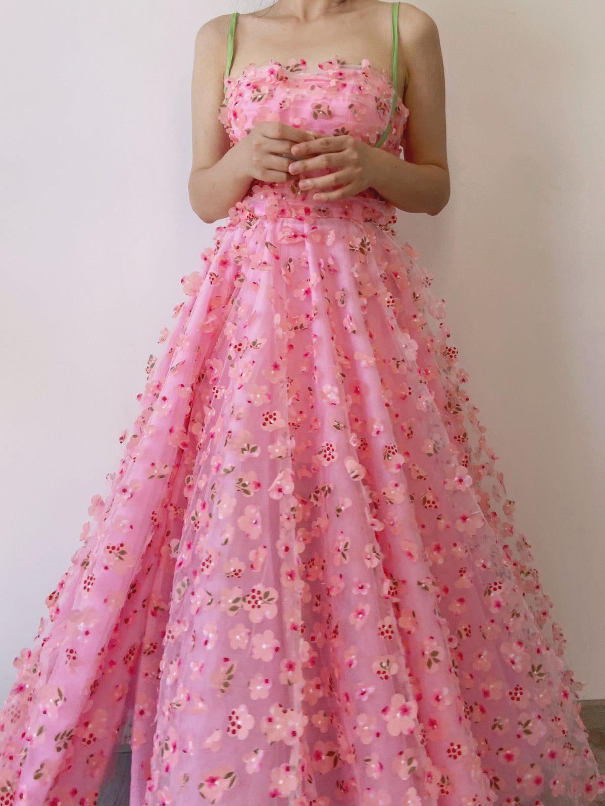 Fairycore Floral Embroidery Pink Dress - Pink | VintageMist
